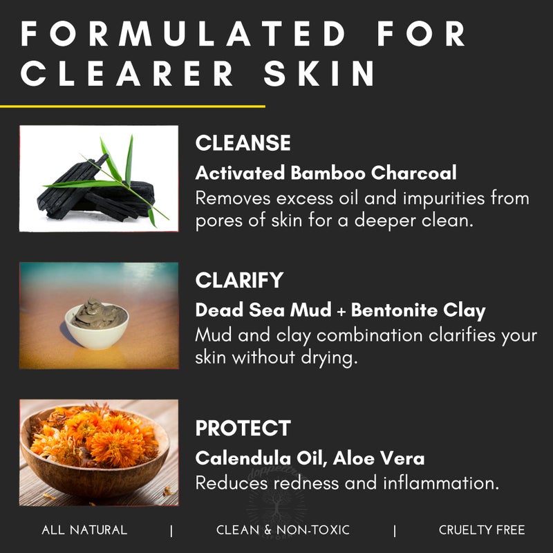 Doppeltree Activated Charcoal Mud Mask with Bentonite Clay for Men and Women - Toning Treatment to Manage Blackheads and Minimize Pores for Clearer Skin - Ideal for Acne-Prone, Oily & Combination Skin - Image 3